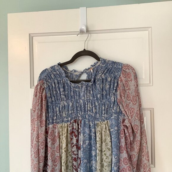 Free People Merrie Mix tunic small blue pink boho - Picture 5 of 12